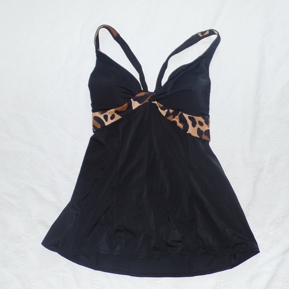 black and leopard tankini